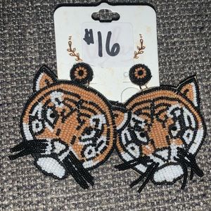 Brand new seed bead tiger earrings